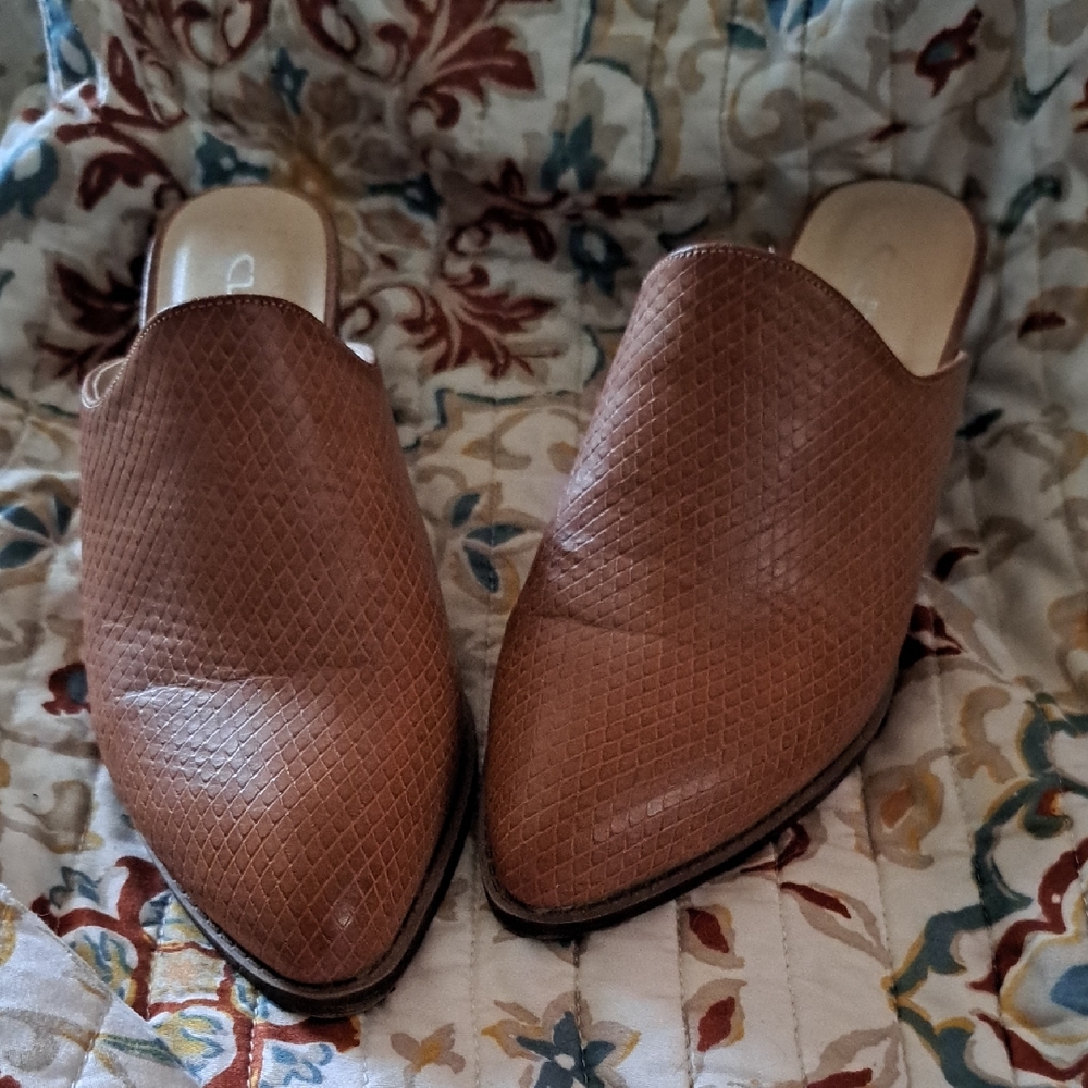CL by Laundry Brown Mules with Textured Leather